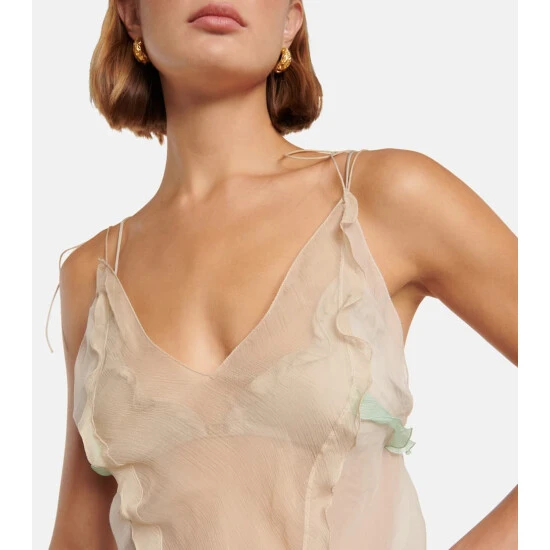 Fendi Sheer Ruffled Silk Chiffon Top 3 Fendi Sheer Ruffled Silk Chiffon Top - Image 3