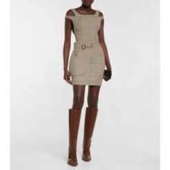 Fendi Wool-blend Houndstooth Minidress