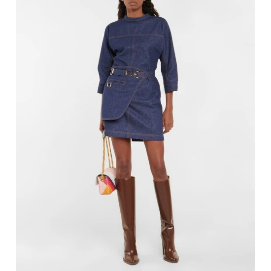 Fendi Belted Denim Minidress 1 Fendi Belted Denim Minidress