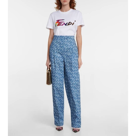 Fendi Sequin-embellished Cotton T-shirt 1 Fendi Sequin-embellished Cotton T-shirt