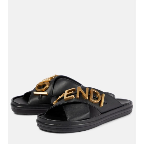 Fendi Logo Leather Sandals 4 Fendi Logo Leather Sandals - Image 4
