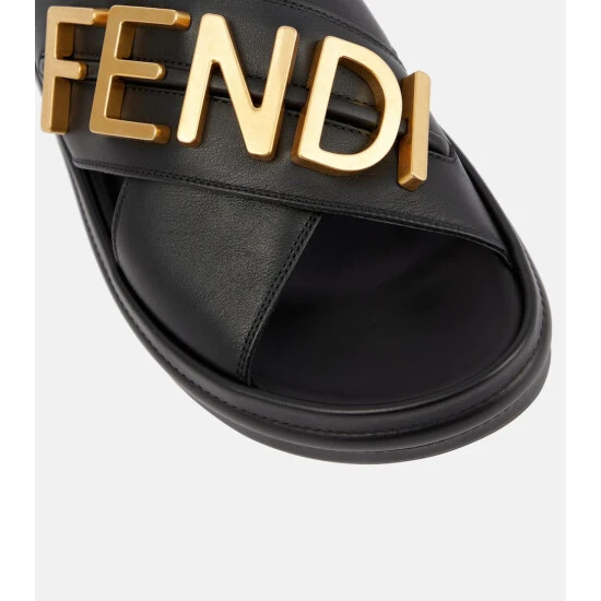 Fendi Logo Leather Sandals 5 Fendi Logo Leather Sandals - Image 5