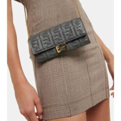 Fendi Baguette Leather Wallet On Chain