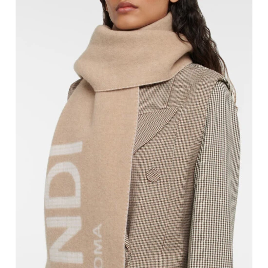 Fendi Logo Wool And Cashmere Scarf 2 Fendi Logo Wool And Cashmere Scarf - Image 2