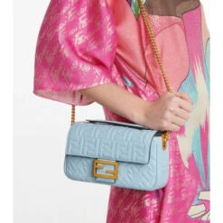 Fendi Baguette Chain Midi Leather Crossbody Bag