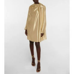 Fendi Asymmetric Silk-blend Lamé Minidress