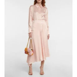 Fendi Asymmetric Silk Satin Midi Skirt