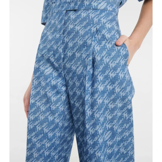 Fendi Brush High-rise Cotton Chambray Pants 3 Fendi Brush High-rise Cotton Chambray Pants - Image 3