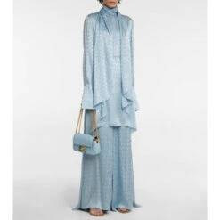 Fendi Logo Silk Satin Wide-leg Pants