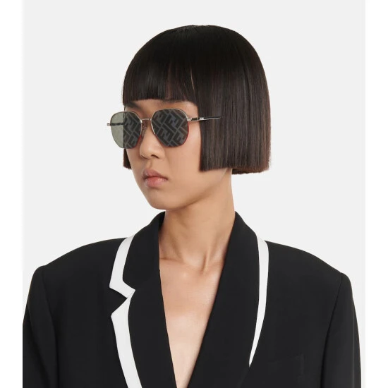 Fendi Aviator Baguette Metal Sunglasses 5 Fendi Aviator Baguette Metal Sunglasses - Image 5