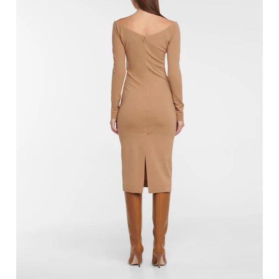 Fendi Off-shoulder Wool Jersey Midi Dress 2 Fendi Off-shoulder Wool Jersey Midi Dress - Image 2