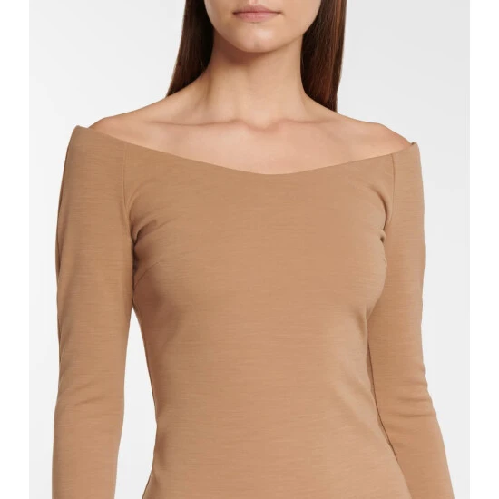 Fendi Off-shoulder Wool Jersey Midi Dress 3 Fendi Off-shoulder Wool Jersey Midi Dress - Image 3