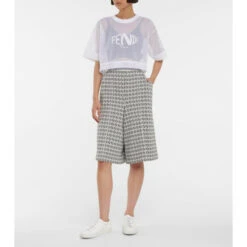 Fendi Logo-appliqué Cropped Mesh T-shirt