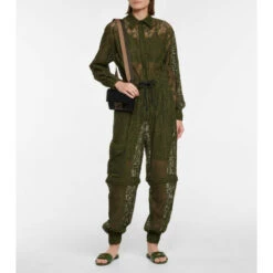 Fendi Logo Lace And Mesh Cargo Jumpsuit