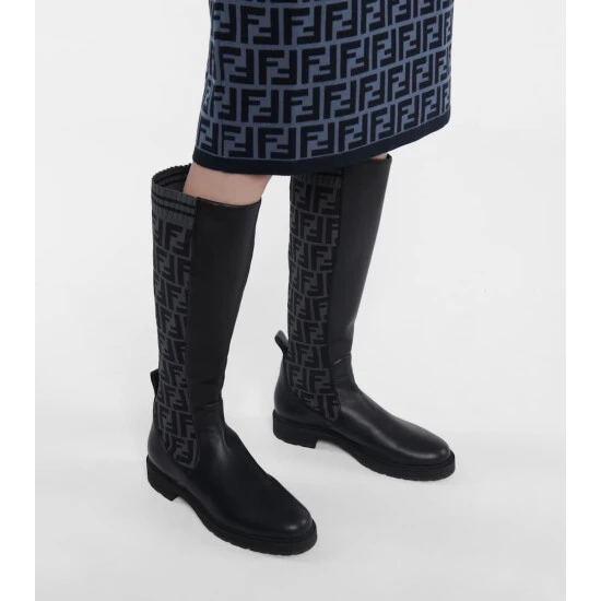 Fendi FF Knee-high Leather Boots 3 Fendi FF Knee-high Leather Boots - Image 3