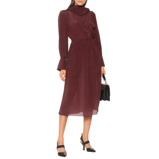 Fendi Checked Silk Maxi Dress 1 Fendi Checked Silk Maxi Dress