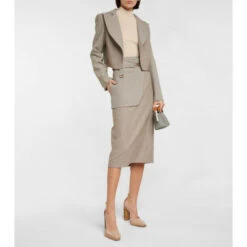 Fendi Houndstooth Wool-blend Crop Jacket