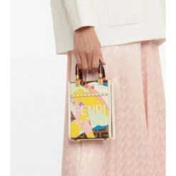 Fendi Sunshine Mini Printed Leather Tote
