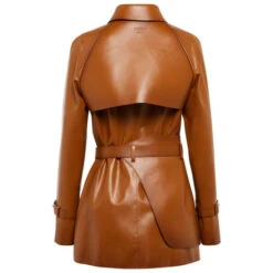 Fendi Belted Leather Trench Coat